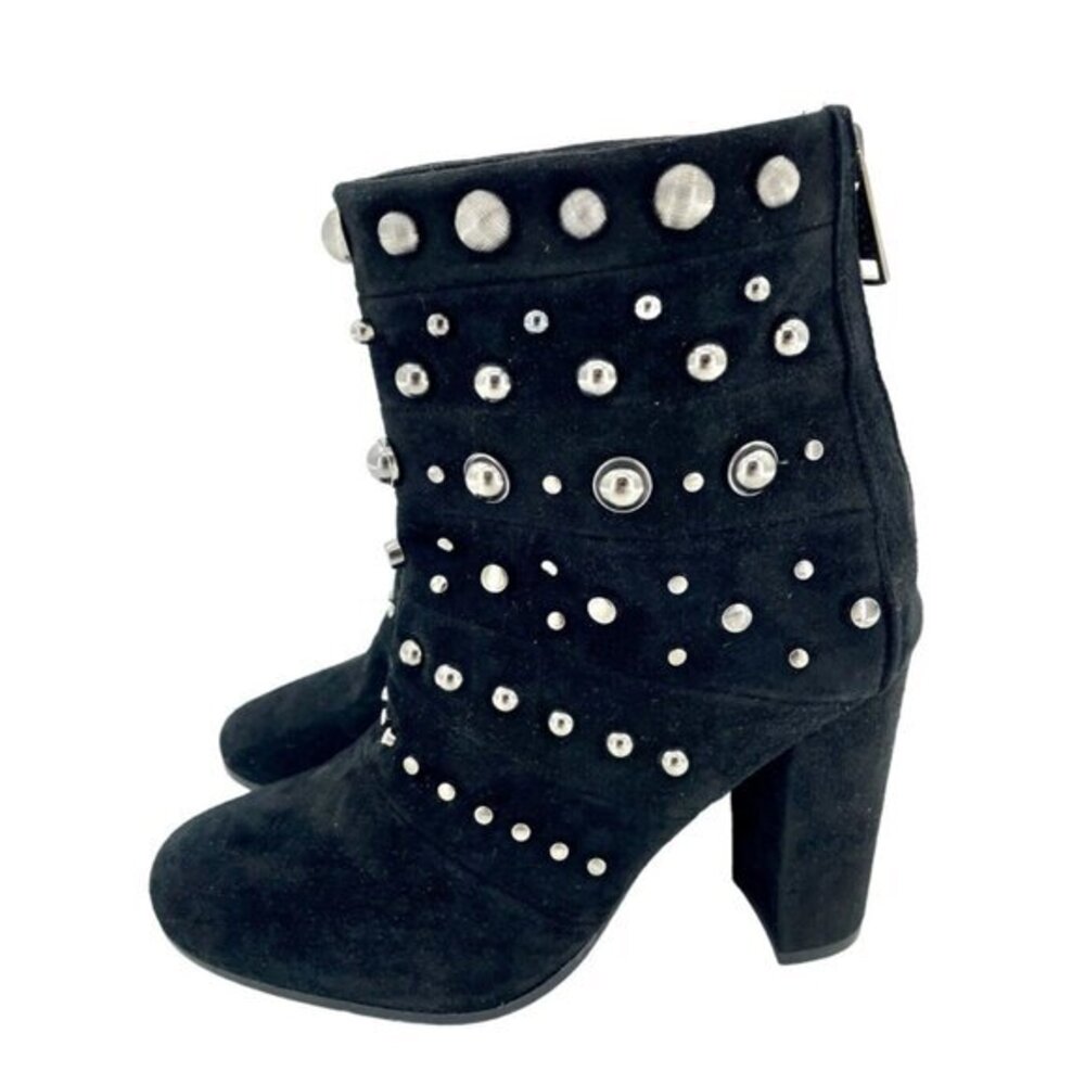 Badgley Mischka Kurt Embellished Suede Bootie Black Studs 5.5 New $495